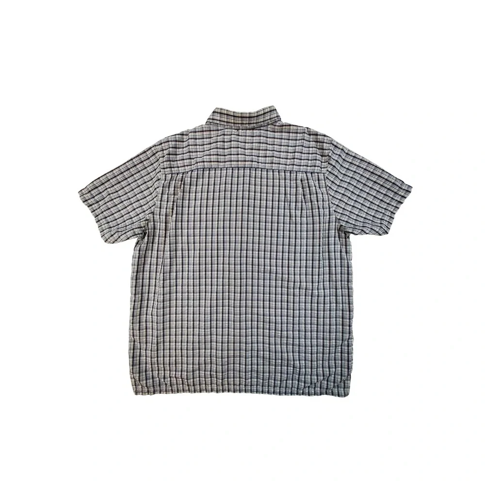 The North Face Men's XL Plaid Hiking Shirt Short Sleeve Blue Orange 196029